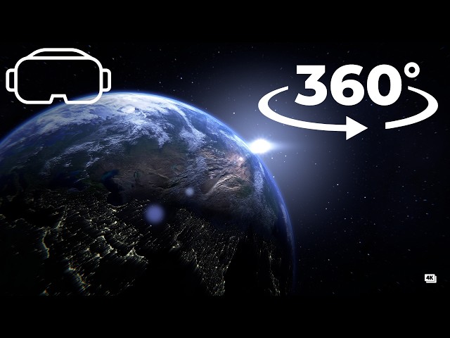 Detailed Earth zoom out with orbital lines in 360°/VR [4K]