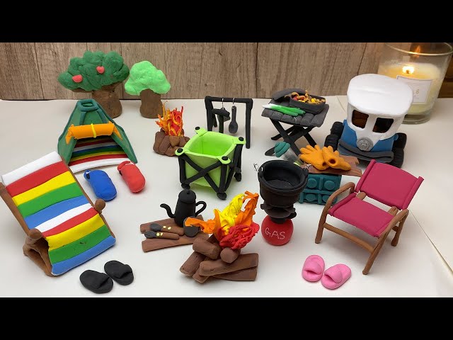 DIY How to Make Clay Miniature Campsite Scene | DIY Miniature Camping Clay #miniature #claytoys