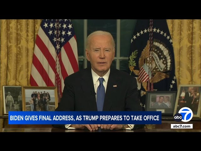 Biden gives farewell address as Trump prepares to take office