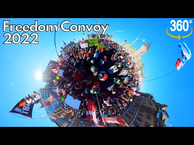 360° footage from Freedom Convoy 2022 - Downtown Ottawa - Parliament Hill - Saturday Jan 29