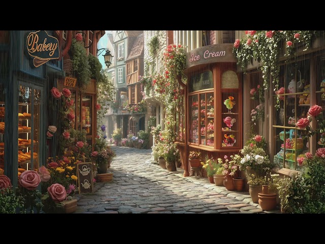 ADORABLE QUAINT SHOPS WITH RAIN FALL TO HELP YOU SLEEP | (screensaver with light rain sounds )