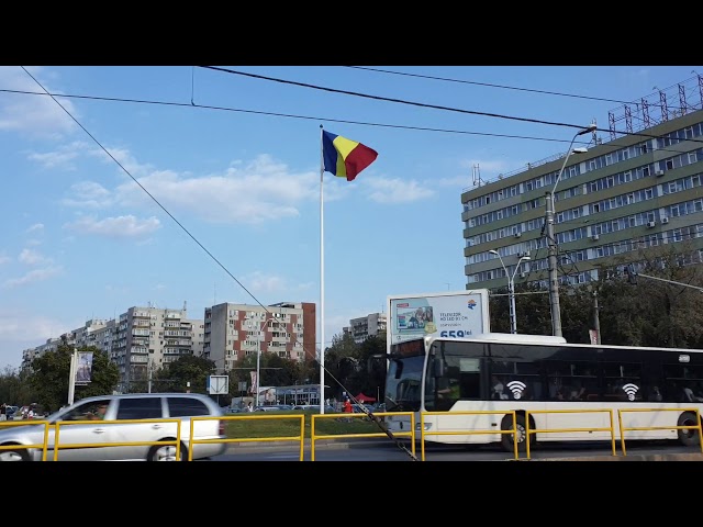 Romania street/ romanian flag /  Free stock footage