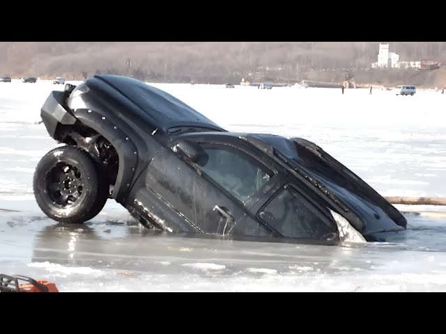 HOW CARS SINK. HOW CARS GO UNDER THE ICE. COMPILATION #3