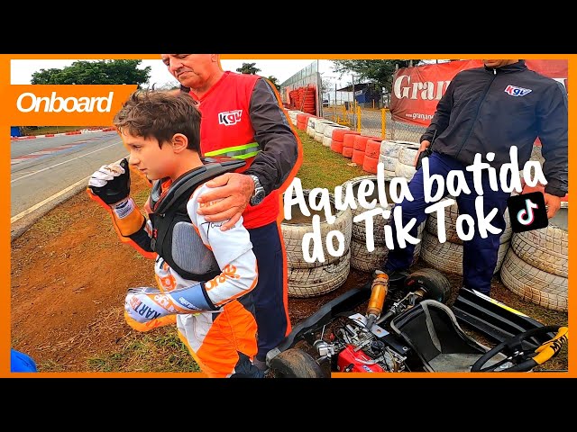 Batida forte de kart profissional cadete na curva 1 do Kartódromo Granja Viana (aquela do Tik Tok)