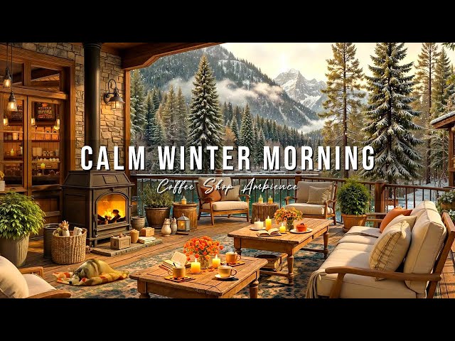 Calm Winter Morning Jazz at Outdoor Coffee Shop Ambience ❄ Jazz Relaxing Music for Work & Study 📻