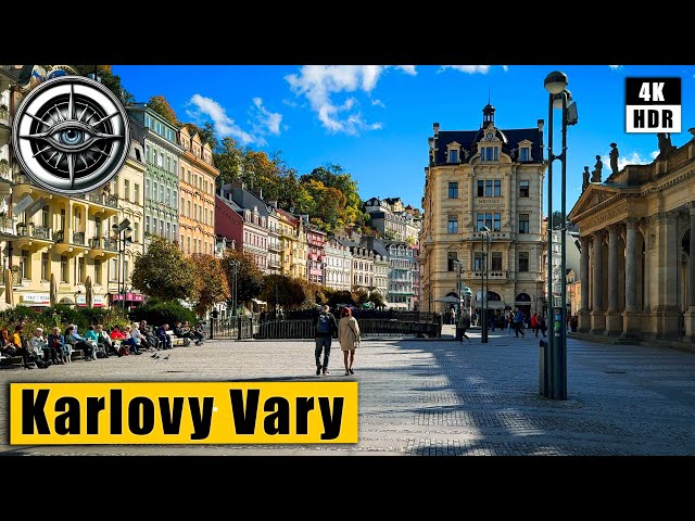 Golden Autumn Walking Tour of Karlovy Vary (Karlsbad) 🇨🇿 Czech Republic 4K HDR ASMR