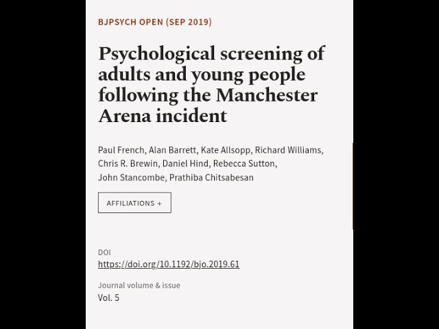 Psychological screening of adults and young people following the Manchester Arena inc... | RTCL.TV