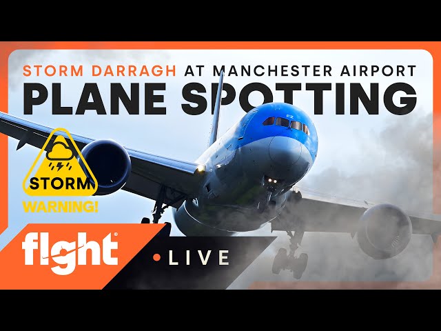 ♦️ Part 2 - LIVE Storm Darragh at Manchester Airport Plane Spotting - 07/12/24