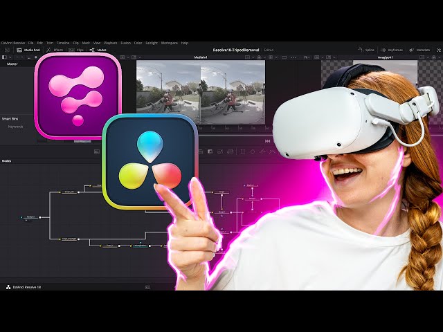 Edit VR180 & 3D 360 in DaVinci Resolve 18: Stereoscopic Cleanup & Tripod Removal with VR Headset