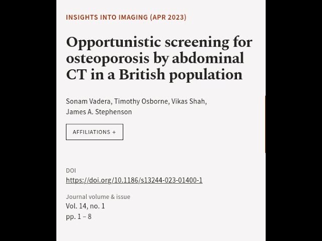 Opportunistic screening for osteoporosis by abdominal CT in a British population | RTCL.TV