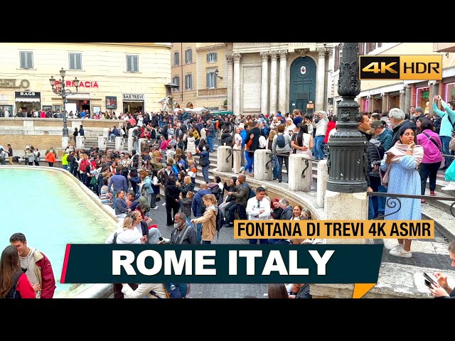 ROME, ITALY - FONTANA DI TREVI - WALKING TOUR, City Sounds, with Subtitles [4K-HDR]