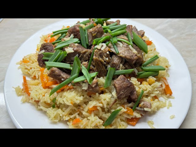 Real Uzbek pilaf with chickpeas! Delicious and crumbly!