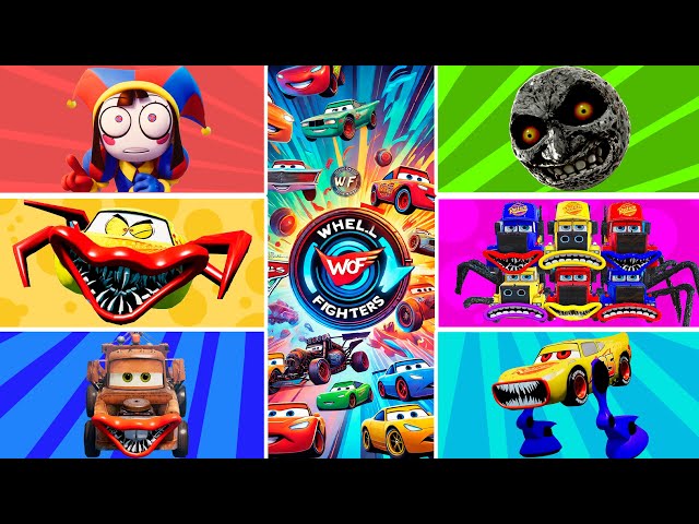 Epic Battle of Cars Characters🎯Six Headed Fura Eater, Moon Eater, Mater Eater, Pomni, McQueen Eater