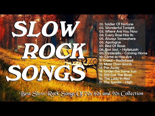 Best Slow Rock 70s 80s 90s Hits - Bon Jovi, Scorpions, Ledzeppelin, Guns N Roses, Nirvana, Queen