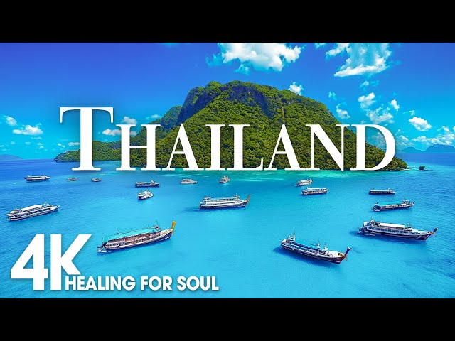 THAILAND NATURE in 4K UHD Drone Film + Relaxing Piano Music for Stress Relief, Sleep, Spa, Yoga,Cafe