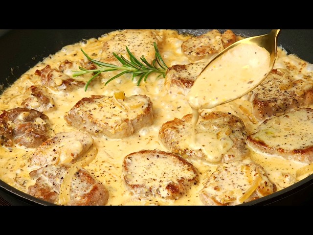 Pork tenderloin in creamy mustard sauce – incredibly tender, juicy & simply delicious!