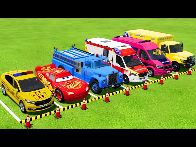 TRANSPORTING POLICE CARS, FIRE DEPARTMENT, AMBULANCE VEHICLES WITH MAN TRUCKS ! Farming Simulator 22