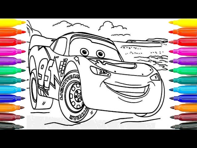 How To Paint Lightning McQueen Cars 3 Learning Coloring Pages for Kids Funny Coloring Book