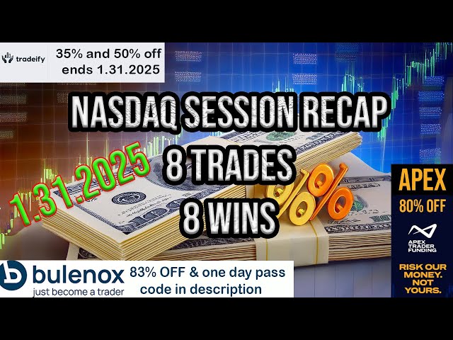 1.31.2025 Summary Scalping Nasdaq for 8-40 ticks CRT strategy | 8 trades 8 wins | My Trading Journal