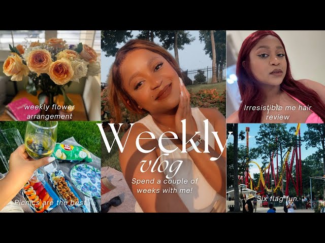 Weekly Vlog| Irresistible Me Vegan Hair Wig Review| Six Flags Fun| Picnic & More