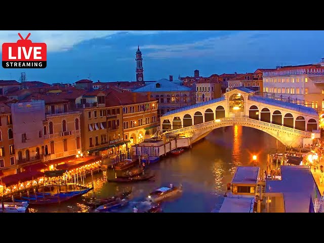 🔴 Venice Italy Live Cam - Rialto Bridge in Live Streaming from Palazzo Bembo - Live Webcam - ライブカメラ