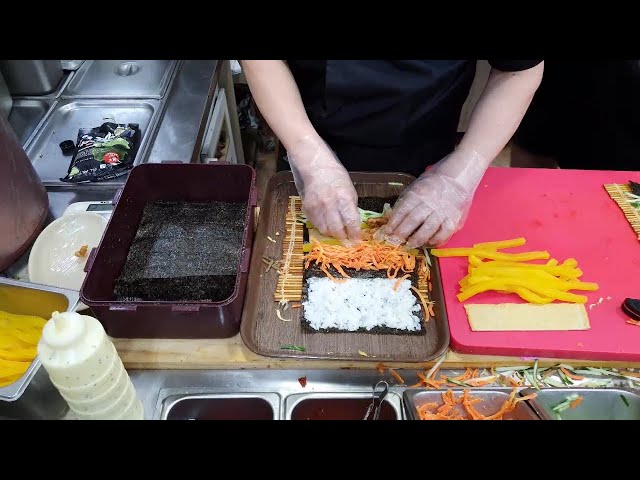 Rice roll with various ingredients made by famous Korean master