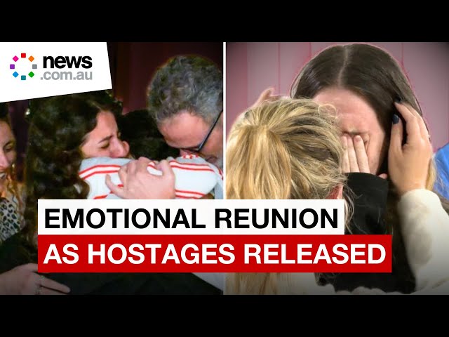 Emotional reunions as first Israeli hostages released