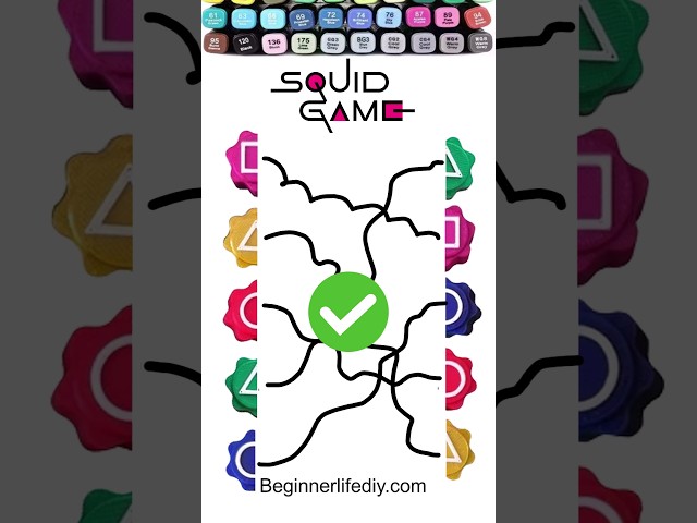 Squid Game Gonggi Connect Line Puzzle Matching Game 🎯 Easy DIY Idea #squidgame #shorts #papercraft