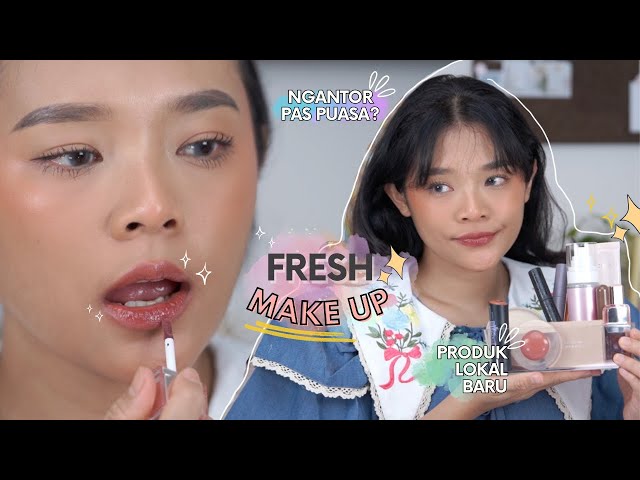 FRESH MAKEUP BUAT NGANTOR PAS PUASA, FULL FACE PRODUK LOKAL BARU | RIRIEPRAMS