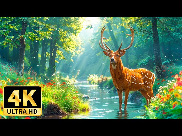 AMAZING WORLD OF WILD ANIMALS 4K 🌿 with Soothing Relaxing Music