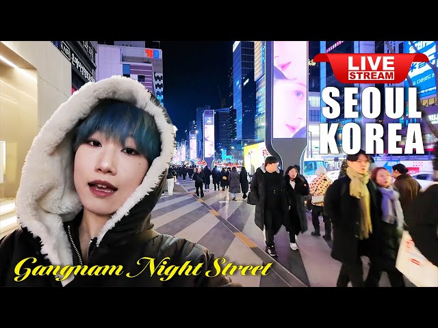 Live Korea Seoul 🇰🇷 Walk Tour Seoul 🔴 Seoul Gangnam Night Street Walking Tour | Korean Food Street