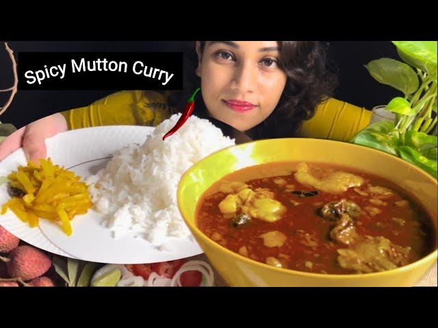 BIGBITES || MUTTON EATING SHOW || SPICY MUTTON CURRY WITH RICE || ALOO VAJA || MUTTON FAT EATING