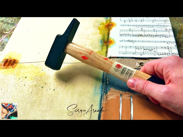 Create a vintage collage with rusty staples and an old sheet music! ART: DIY Tutorial