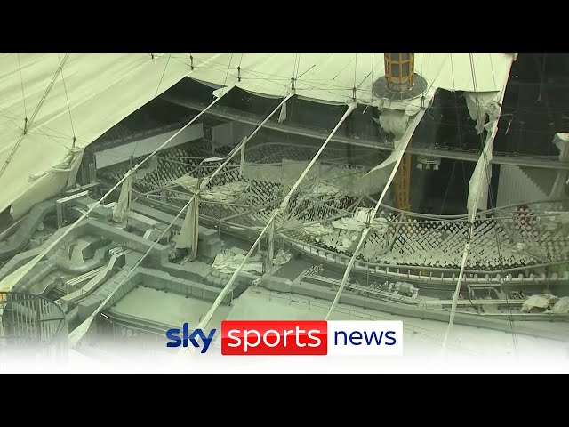 Roof of London's O2 Arena ripped open as Storm Eunice causes multiple sporting postponements