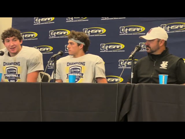 Vermilion Catholic HC Broc Prejean and Players After 33-21 win over Ouachita Christian!