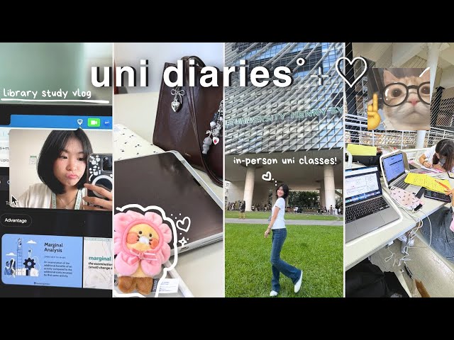 UNI DIARIES👩🏻‍💻🗯️ | first in-campus uni vlog, studying at the library, new friends, grocery shopping