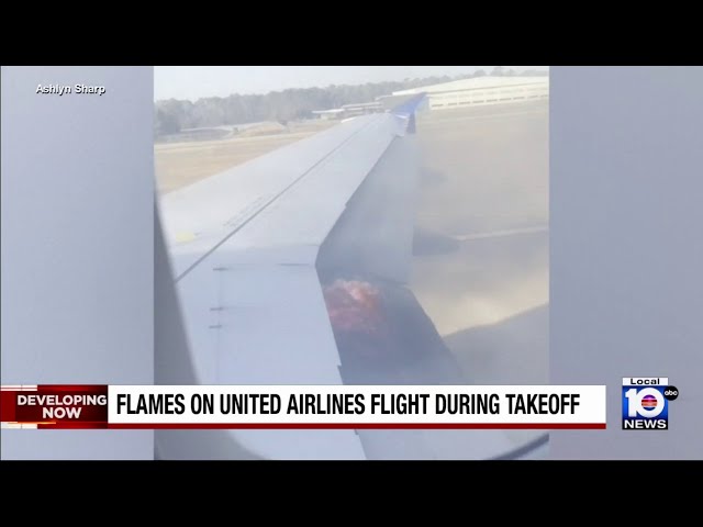 United Airlines flight forced to abort takeoff after engine issue, fire