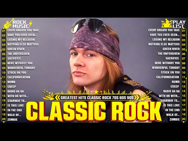 Best Classic Rock Songs 70s 80s 90s  🤘  Guns N' Roses, Queen, Bon Jovi, Metallica, Aerosmith, ACDC