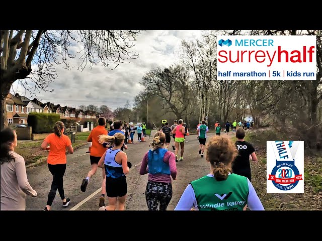 1:40 Half Marathon pace with Music | Treadmill Workout Scenery Fast Race | Surrey Half Marathon 2022