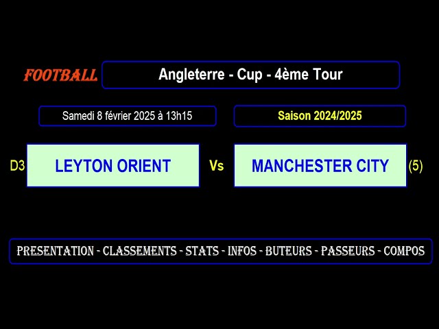 LEYTON ORIENT - MANCHESTER CITY: 4th Round Cup - England Season 2024/2025