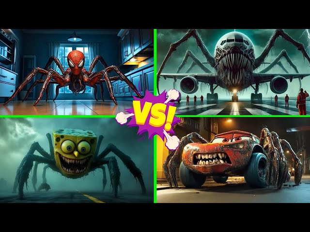 Spiderman Exe 🆚 Infected Sky 🆚 Spongebob Head Eater 🆚 McQueen Spider