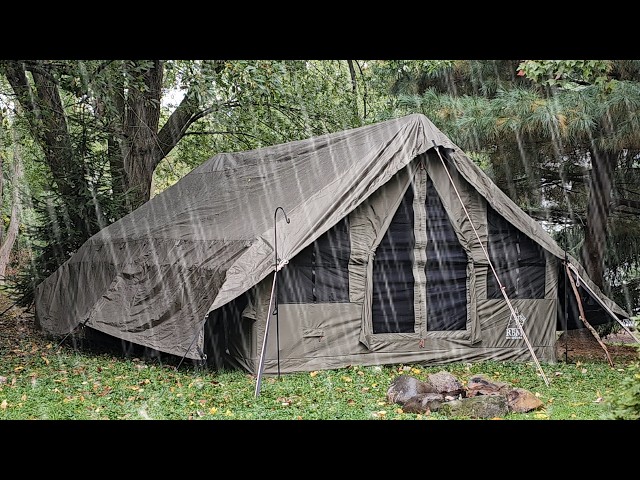 RAINY DAY INSIDE A COZY LUXURY INFLATABLE TENT Panda Air Large Khaki RBM Outdoors