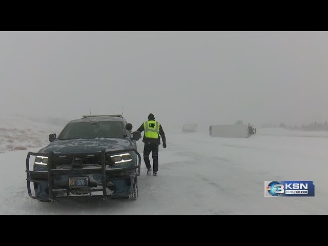 Blizzard conditions impacting travel in Kansas