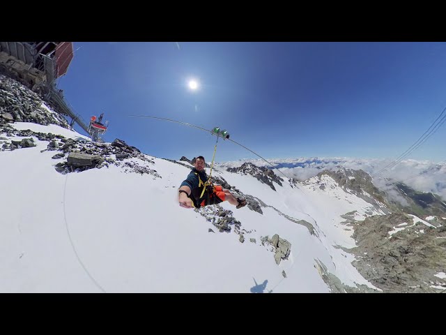 World's highest zipline at 3330m alt. - Mont-Fort, Switzerland - in 360 VR