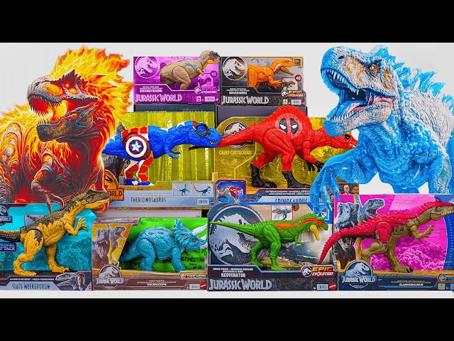 Unboxing Review Jurassic World Toys ASMR | Carnivorous Dino Set | Lava T-Rex Box | Snow T-rex Box