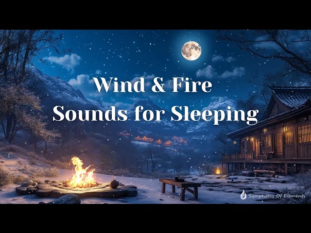 ❄️🔥 Crackling Fire & Winter Wind for Sleeping | Cozy Snowy Night Ambience