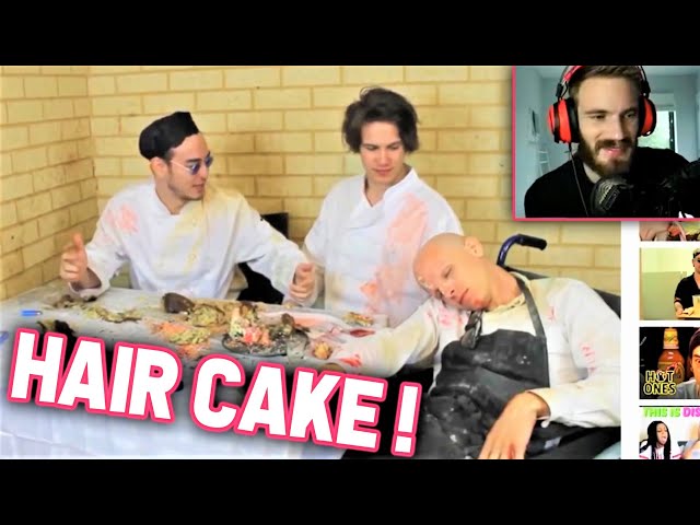 PewDiePie Reacts to FILTHY FRANK "HAIR CAKE" (w/ iDubbbz, Maxmoefoe and HowtoBasic)