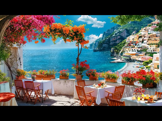 Italy Seaside Cafe Ambience with Positive Bossa Nova Jazz Music & Wave Sounds for Relaxing Moods