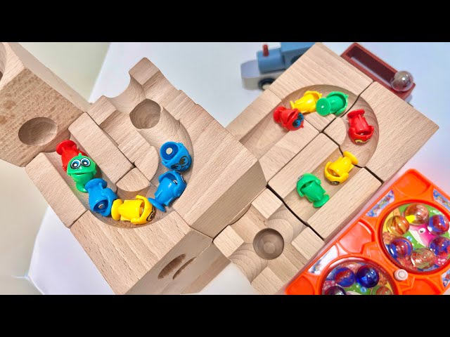 【marble run asmr】マーブルラン　cuboro のビー玉転がし 　ゴミ収集車🚛　fishing game🎣 #marblemom