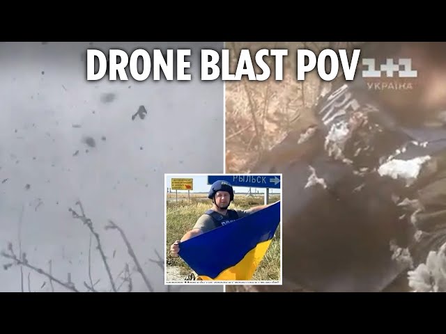 Watch the terrifying moment kamikaze drone explodes & shreds Ukrainian cameraman